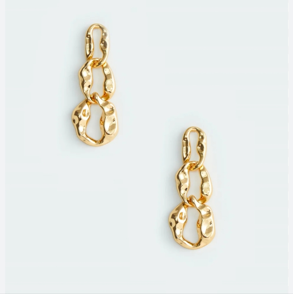 80R HAMMERED GOLD LINK EARRING New